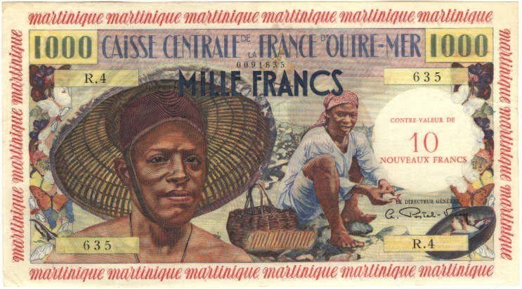10 Nouveaux Francs sur 1000 Francs type 1960 (recto).